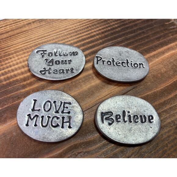 4 - Basic Spirit Canadian Pewter Tokens Angel Heart Believe Protection - Picture 2 of 5